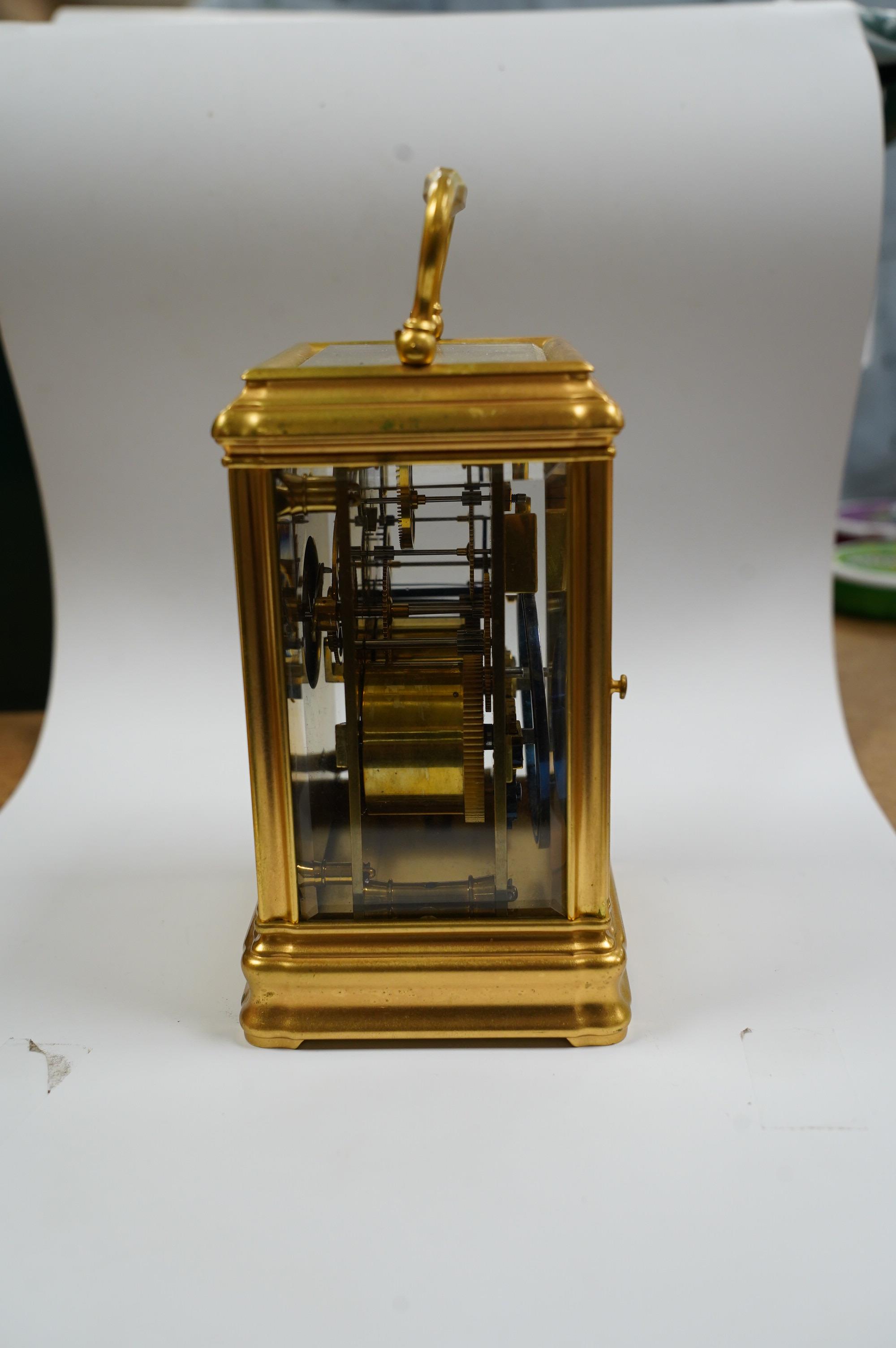 A late 19th century Drocourt carriage clock, in brass gorge case, 14.5cm. Condition - good, not tested